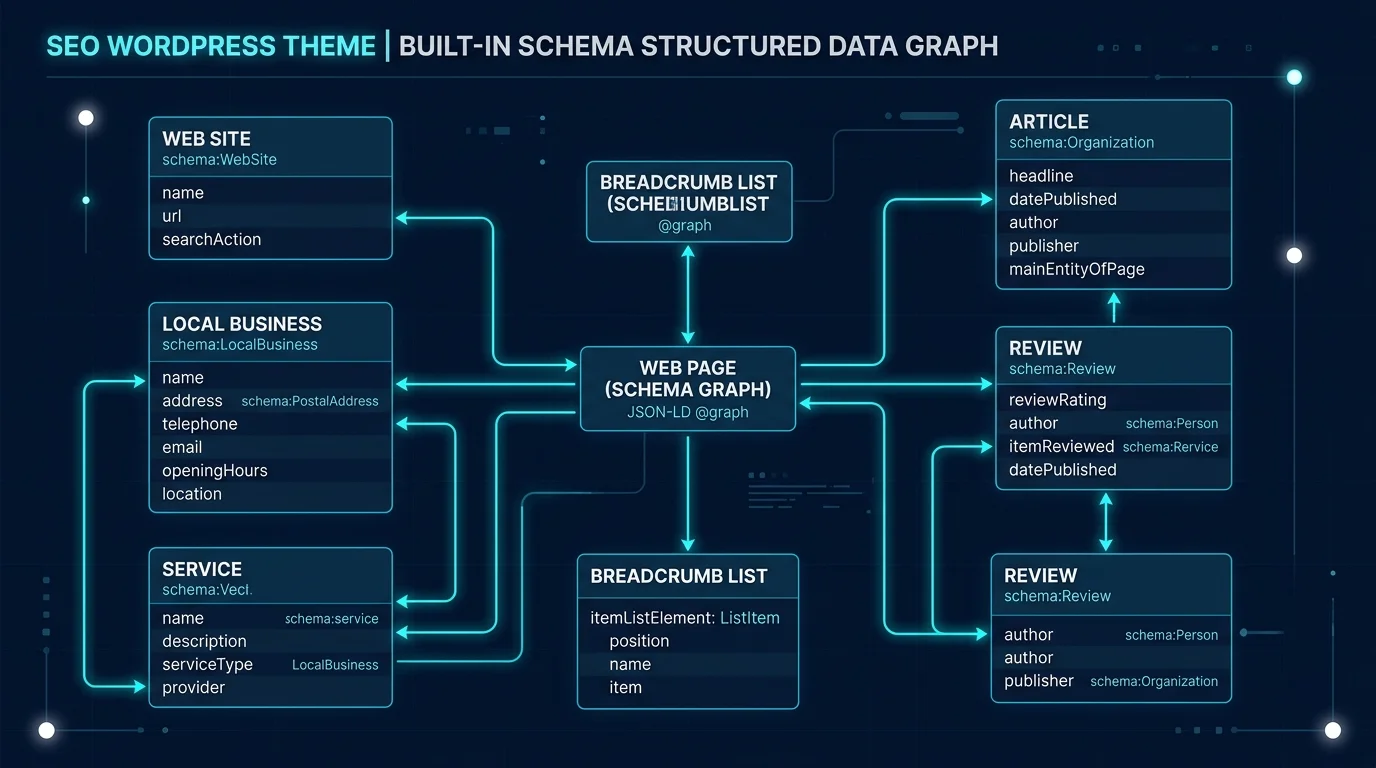 SEOWP WordPress Theme Review: SEO Features, Performance and Real‑World Tests SEOWP WordPress Theme Schema Structured Data JSON-LD graph structure