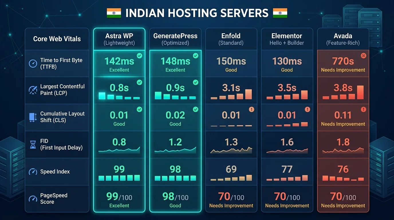 SEOWP WordPress Theme Review: SEO Features, Performance and Real‑World Tests SEOWP WordPress Theme Core Web Vitals and Page Speed comparison on Indian hosting